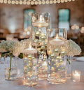 Vase Pearlfection 200 Floating White Pearls with Sparkling Gems- Large Sizes- 12 White Submersible LED Fairy Lights Strings with Hidable & Submersible Batteries- Fills 4 Gallons for Your Vases