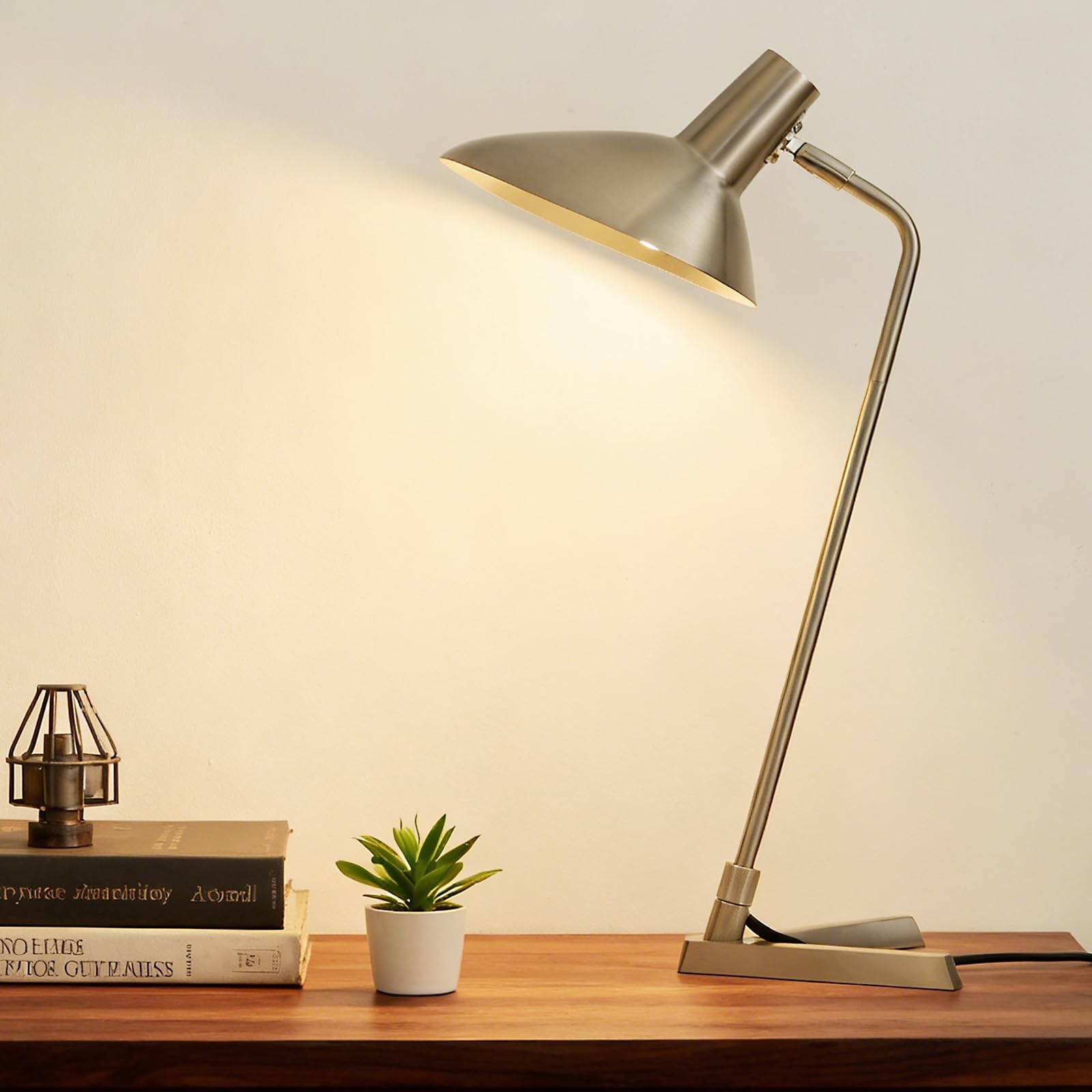 Industrial Desk Lamp Metal Modern Table Lamp 22", Adjustable Neck (4000K) with Adjustable Switch, Ideal for Office Desk Bedroom Bedside Lamps Study Room Living Room Side Table (Sand Black)