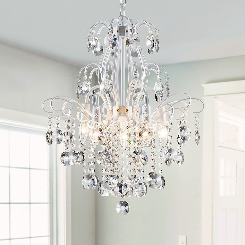 WUZUPS Crystal Chandelier 10-Light Pendant Ceiling Light Modern Lighting Fixture for Dining Room Hallway Bedroom Kitchen Bathroom, H 27.6" x W 22.8", E12 Base, Black