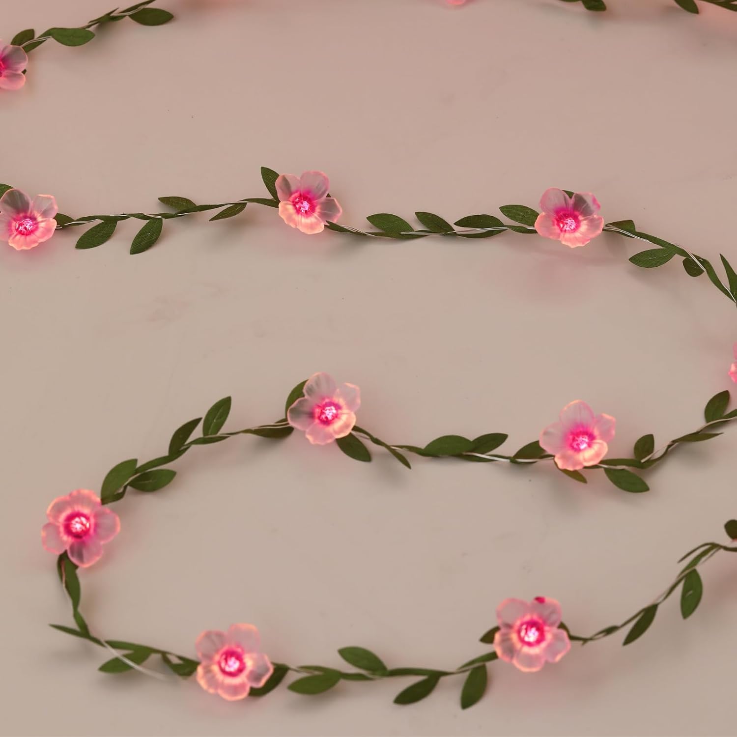4Pack Cherry Blossom Vine Lights 13ft 40 LED Flower String Lights USB Plugin & Battery Operated Fairy Lights with Timer 8 Modes Remote Decorative Light for Bedroom Wedding Birthday Party Gift