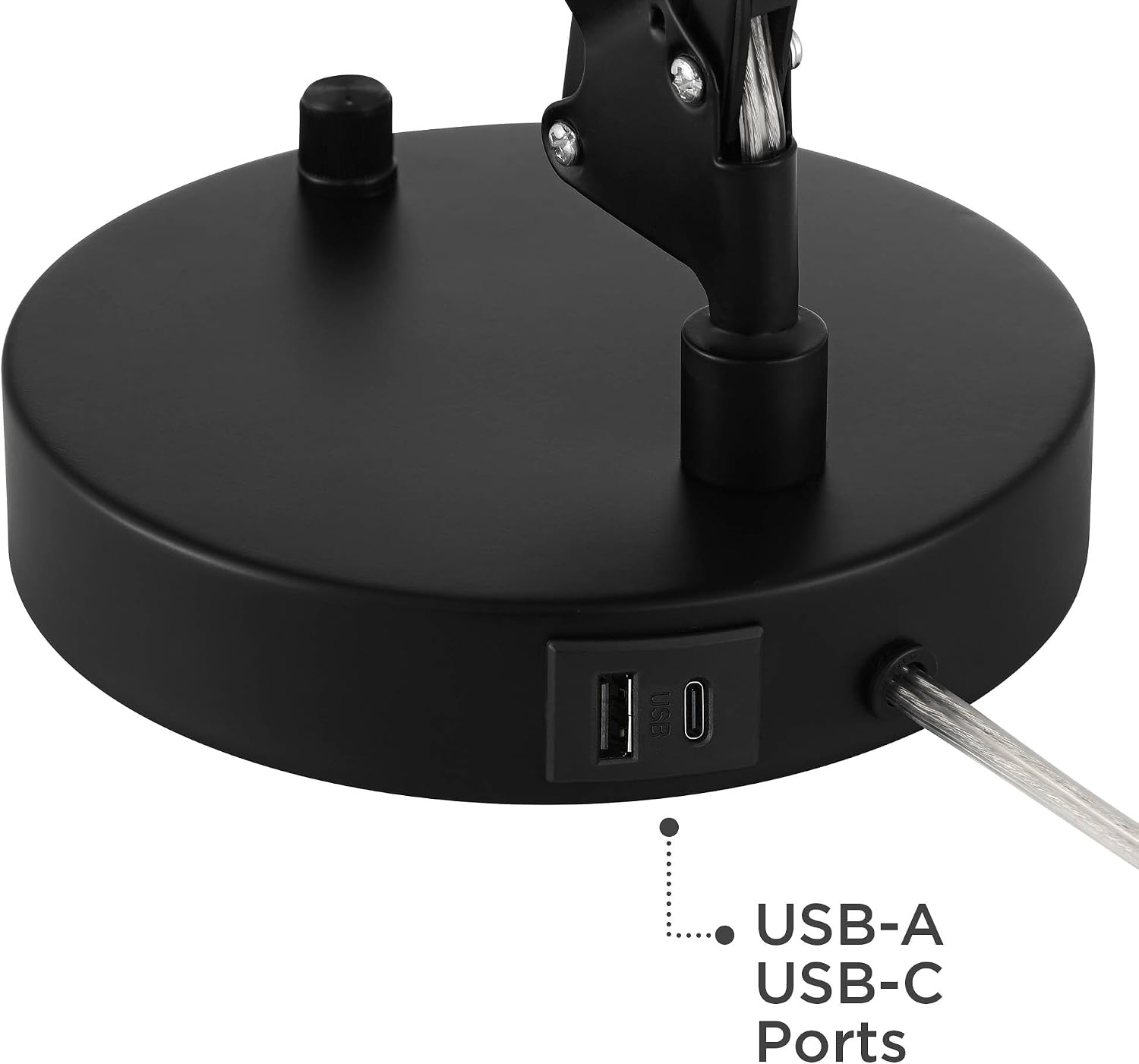 360 Lighting Wyatt 25" High Modern Desk Lamp with USB Charging Ports A+C Architect Adjustable Height Black Finish Metal Shade Home Office Living Room Bedroom Bedside Nightstand House