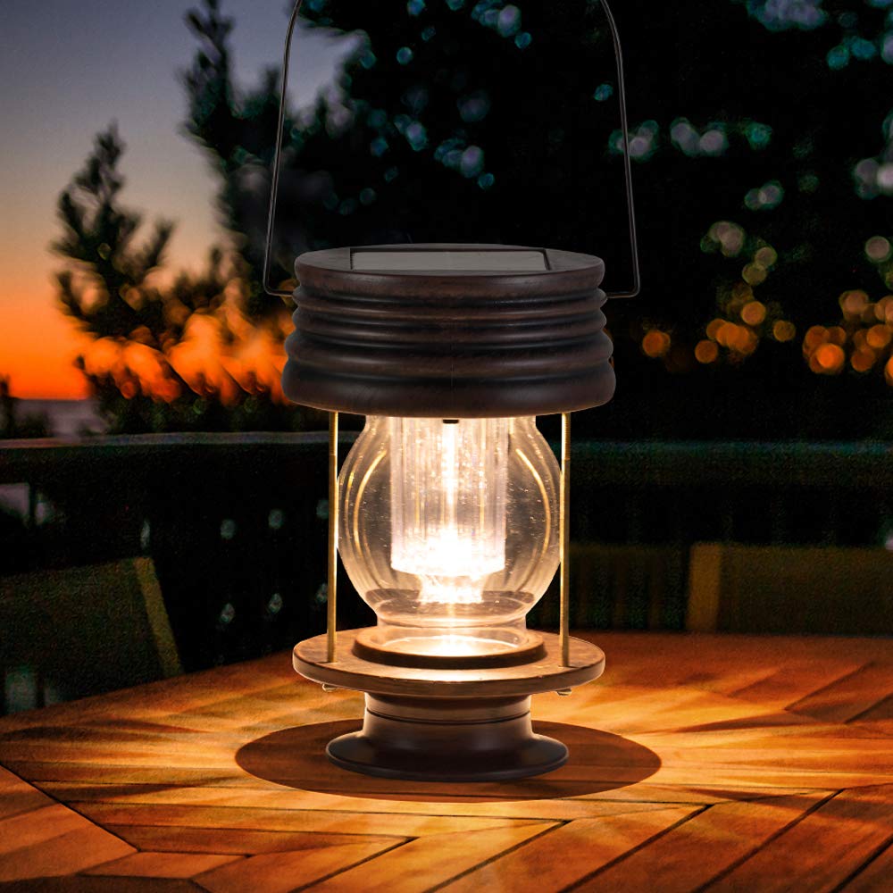 Solar Lanterns Outdoor Patio Decor, 2 Pack Large Hanging Solar Lights Waterproof, 30LM Bright Retro Decorative Table Lamps with Warm Glow for Porch, Yard, Garden, Pathway & Backyard Decoration
