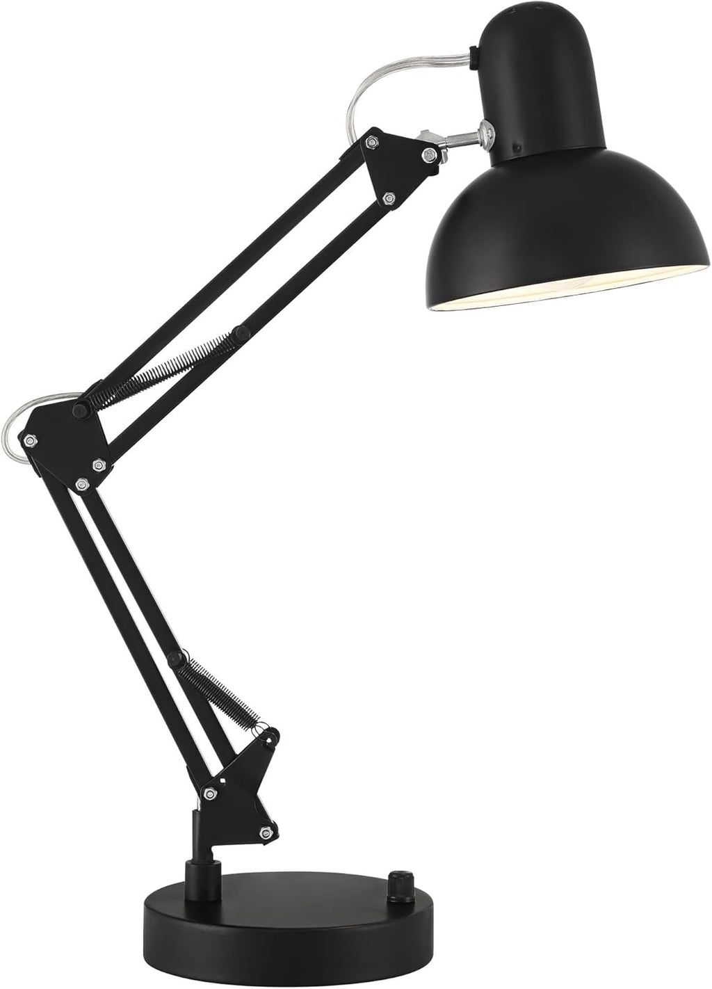 360 Lighting Wyatt 25" High Modern Desk Lamp with USB Charging Ports A+C Architect Adjustable Height Black Finish Metal Shade Home Office Living Room Bedroom Bedside Nightstand House