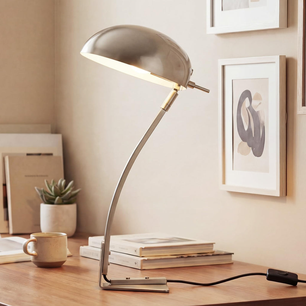 18.4" Metal Desk Lamp Modern Industrial Table Lamp, Adjustable Neck Architect Lights (3000K) with On/Off Switch, Bedside Reading Lamps for Office Bedroom Study Room Side Table (Sand Black)