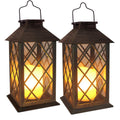 SHYMERY Solar Lantern,Outdoor Garden Hanging Lanterns,2 Pack 14 Inch Lasts 3X Longer 10 lumens Waterproof LED Flickering Flameless Candle Mission Lights for Table,Outdoor,Party Decorative