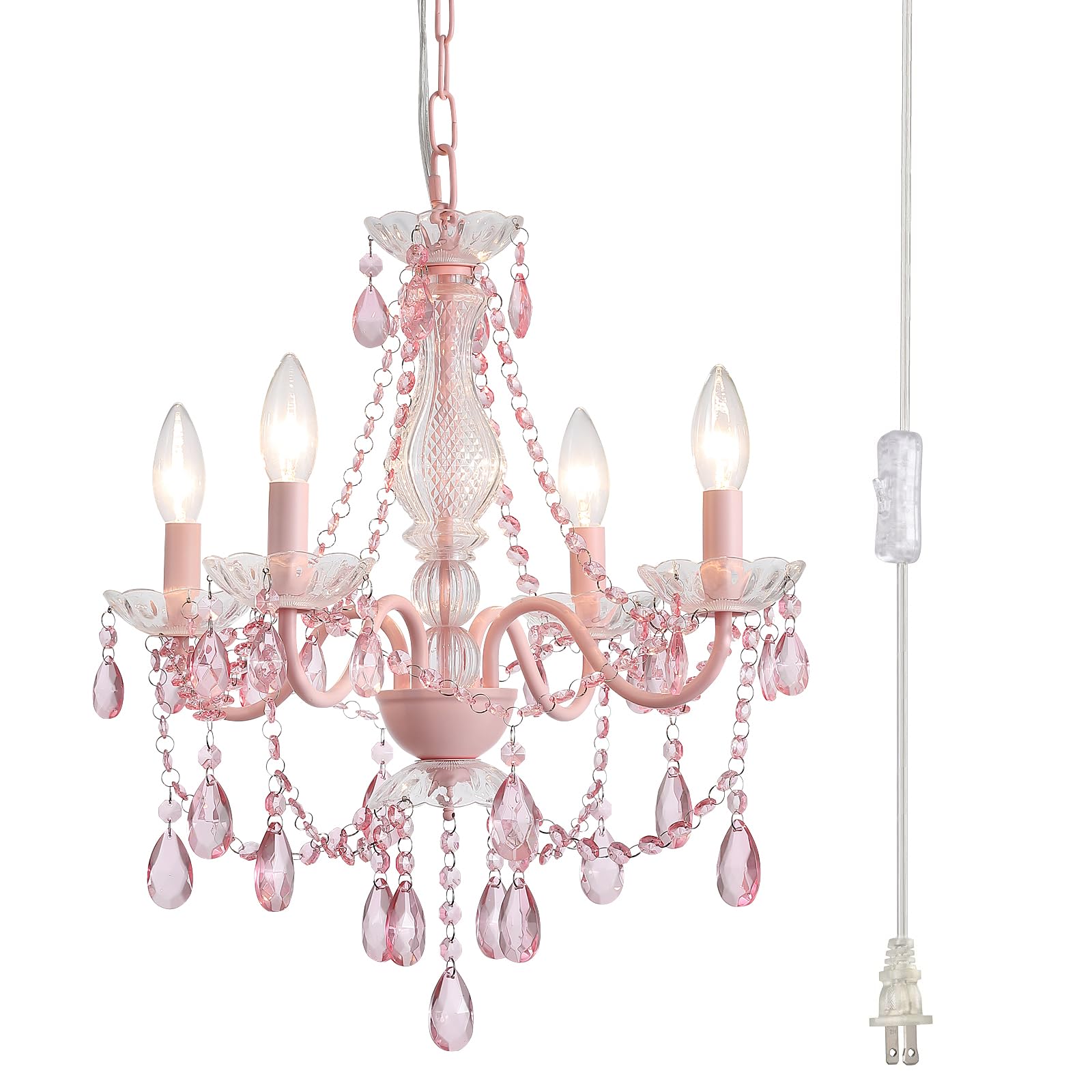 5 Light White Crystal Pendant Lamp, Ceramic Hanging Chandelier for Kitchen Wedding Decor