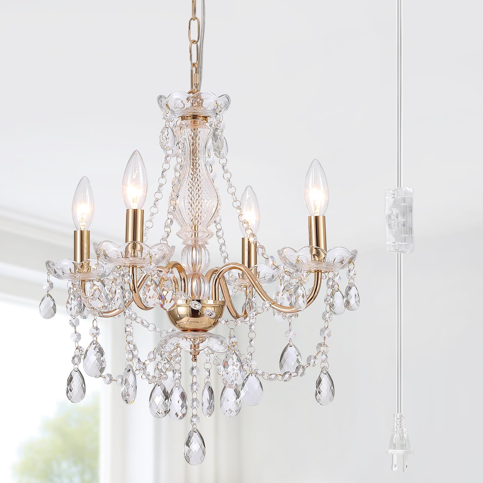 5 Light White Crystal Pendant Lamp, Ceramic Hanging Chandelier for Kitchen Wedding Decor