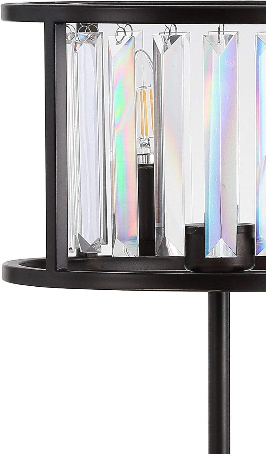 Eyely EYL9053A Wyatt 21.5" Metal/Crystal LED Table Lamp for Reading Room, Living Room, Office, Bedroom, Traditional, Oil Rubbed Bronze/Crystal