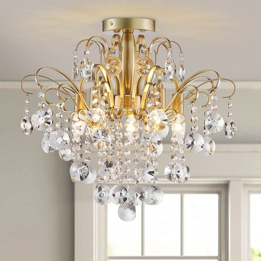 WUZUPS Crystal Chandelier 10-Light Pendant Ceiling Light Modern Lighting Fixture for Dining Room Hallway Bedroom Kitchen Bathroom, H 27.6" x W 22.8", E12 Base, Black