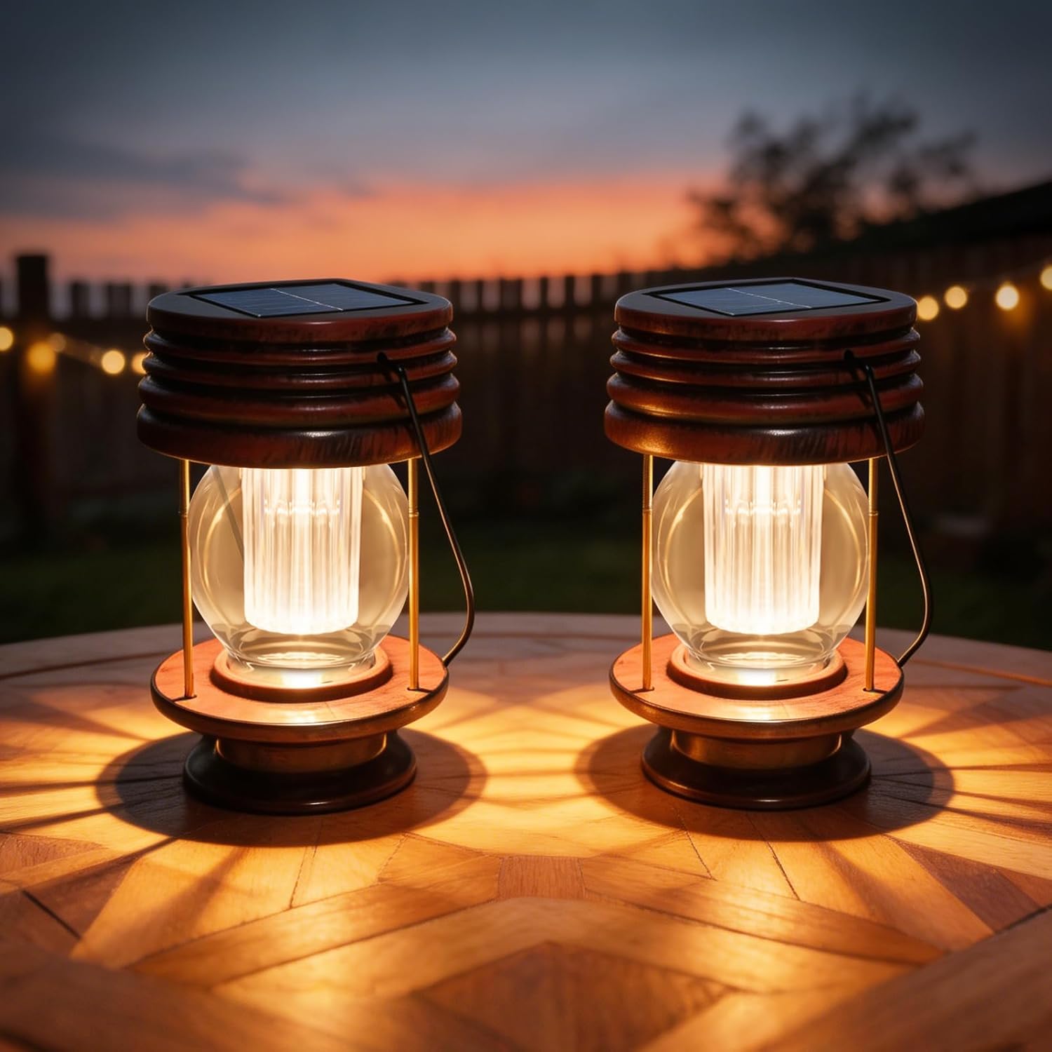 Solar Lanterns Outdoor Patio Decor, 2 Pack Large Hanging Solar Lights Waterproof, 30LM Bright Retro Decorative Table Lamps with Warm Glow for Porch, Yard, Garden, Pathway & Backyard Decoration