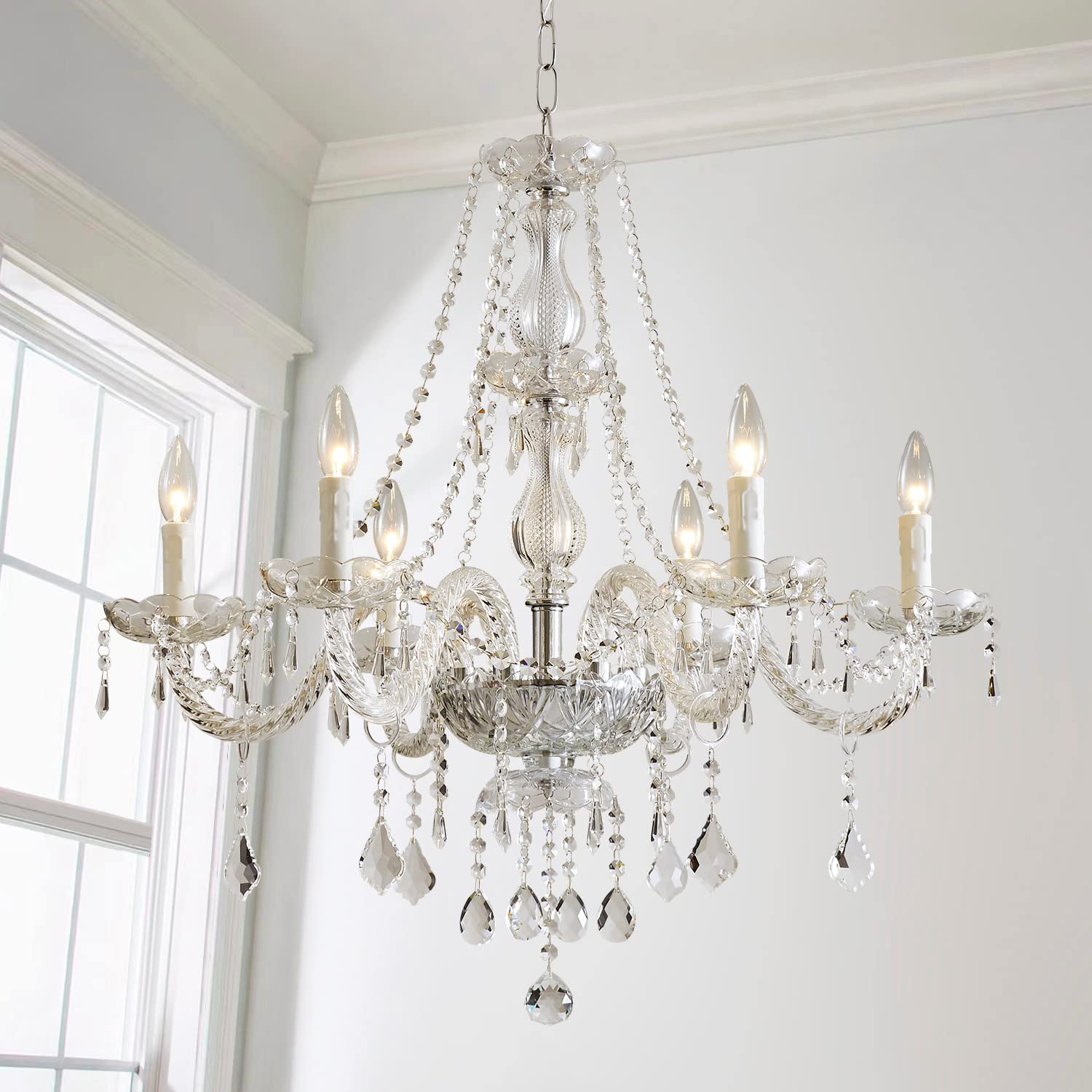 Saint Mossi 5 Light Modern Contemporary Elegant K9 Crystal Glass Chandelier Pendant Ceiling Lighting Fixture