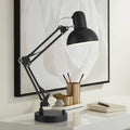 360 Lighting Wyatt 25" High Modern Desk Lamp with USB Charging Ports A+C Architect Adjustable Height Black Finish Metal Shade Home Office Living Room Bedroom Bedside Nightstand House