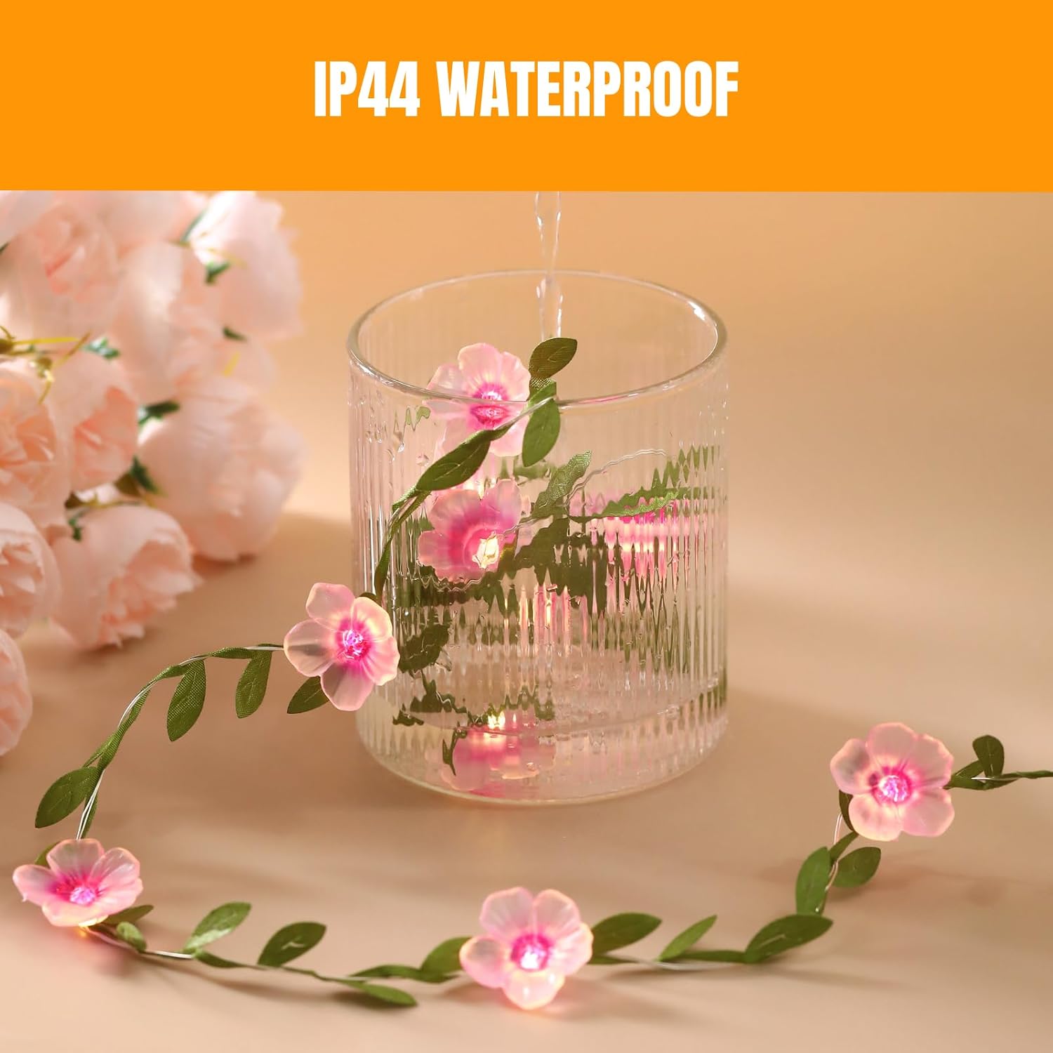 4Pack Cherry Blossom Vine Lights 13ft 40 LED Flower String Lights USB Plugin & Battery Operated Fairy Lights with Timer 8 Modes Remote Decorative Light for Bedroom Wedding Birthday Party Gift