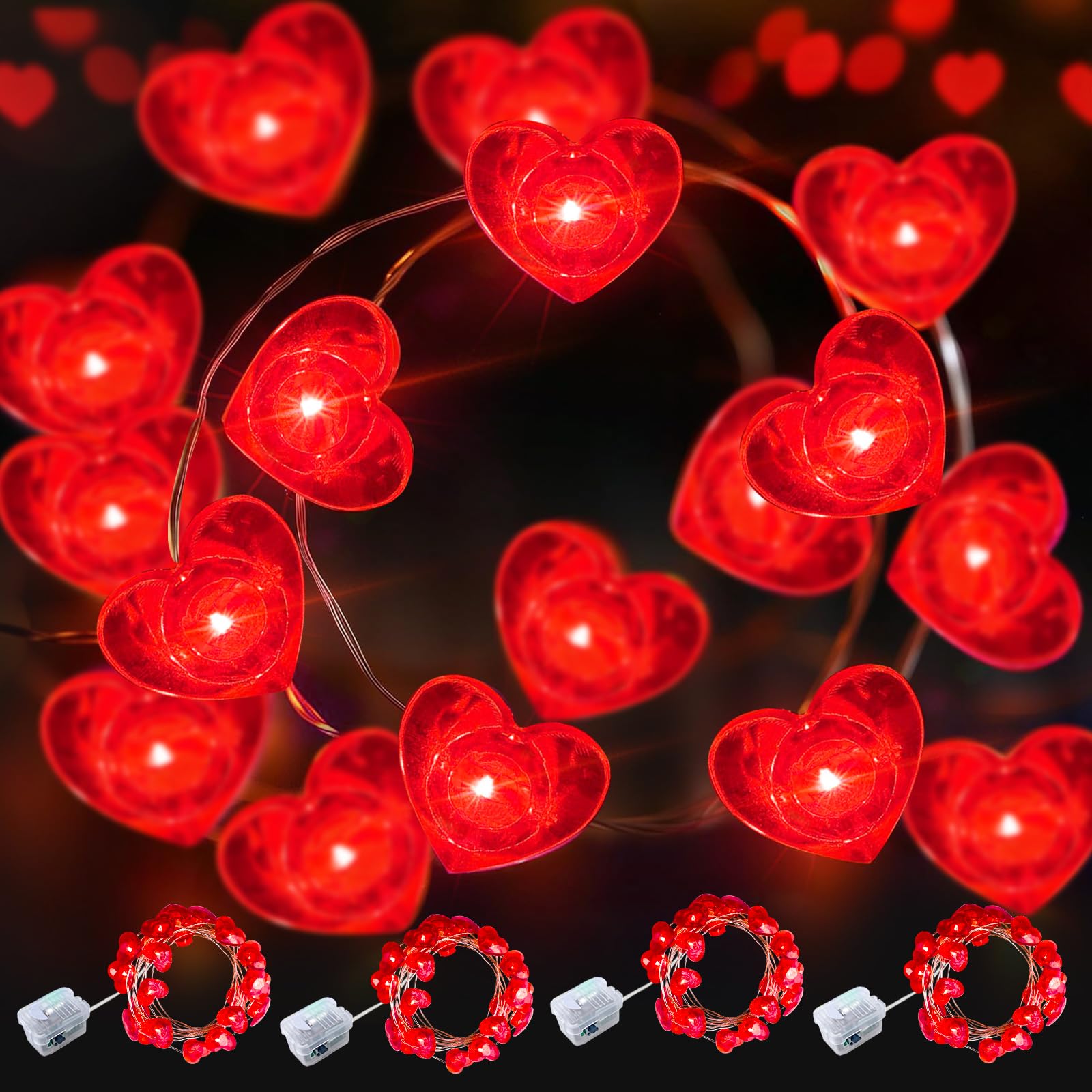 AIKEI 48 Pack LED Fairy Lights Battery Operated, Fairy String Lights Waterproof 7 Feet 20 Led Firefly Starry Lamps for Wedding Party Bedroom Garden Halloween Christmas Decoration White