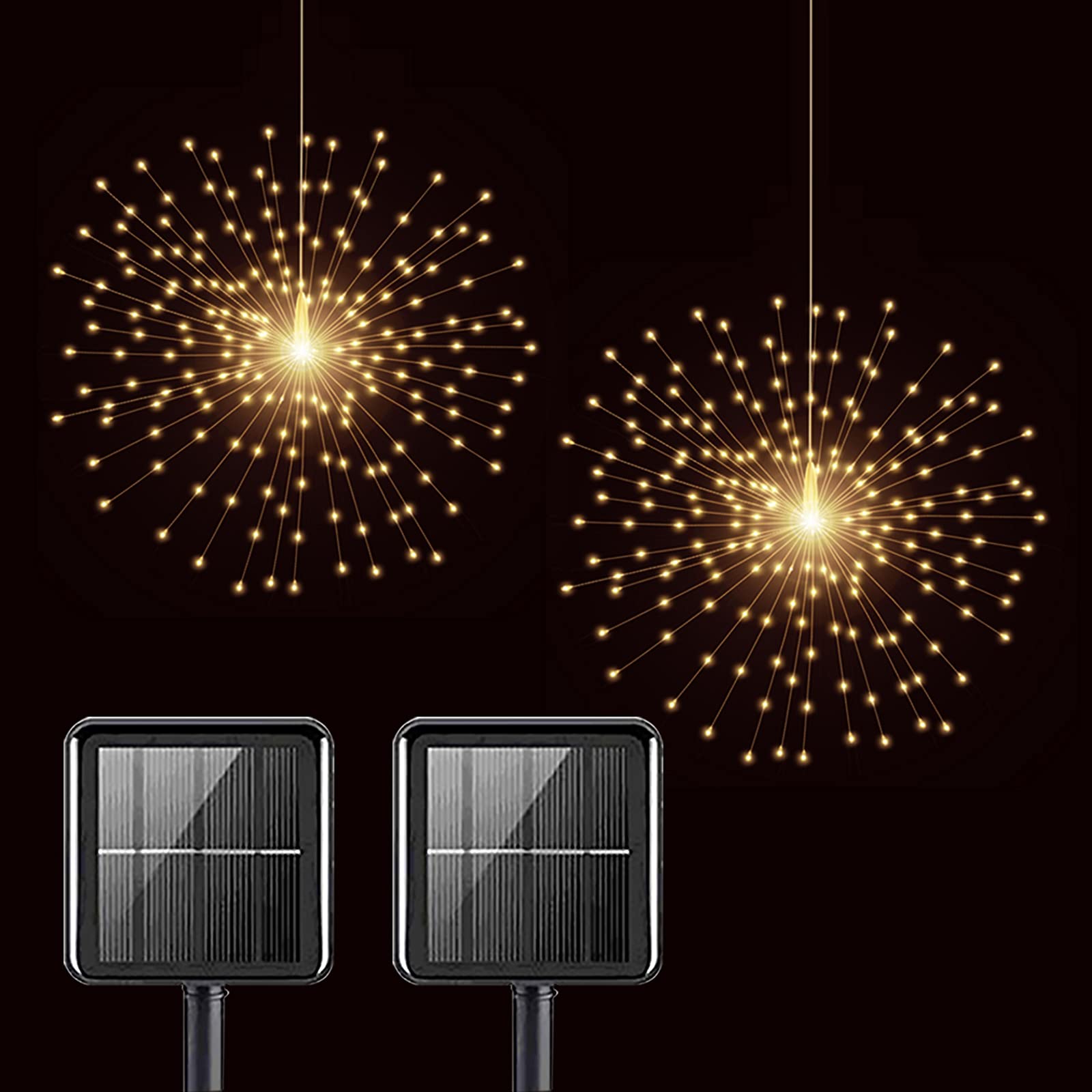 PXBNIUYA 4 Pack Starburst Sphere Lights,200 LED Firework Lights, 8 Modes Dimmable Remote Control Waterproof Hanging Fairy Light, Copper Wire Light for Patio Parties Christmas (Battery Operated)