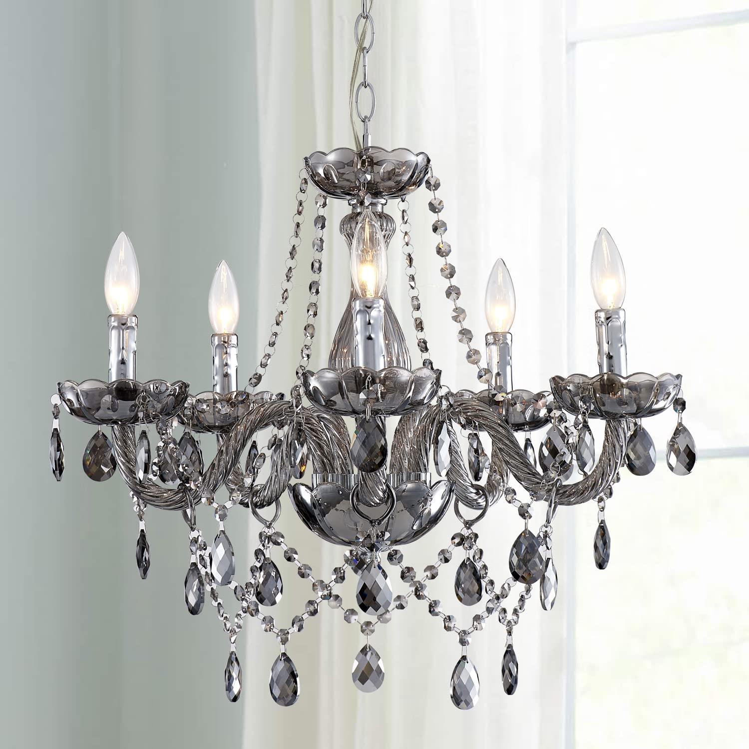Saint Mossi 5 Light Modern Contemporary Elegant K9 Crystal Glass Chandelier Pendant Ceiling Lighting Fixture
