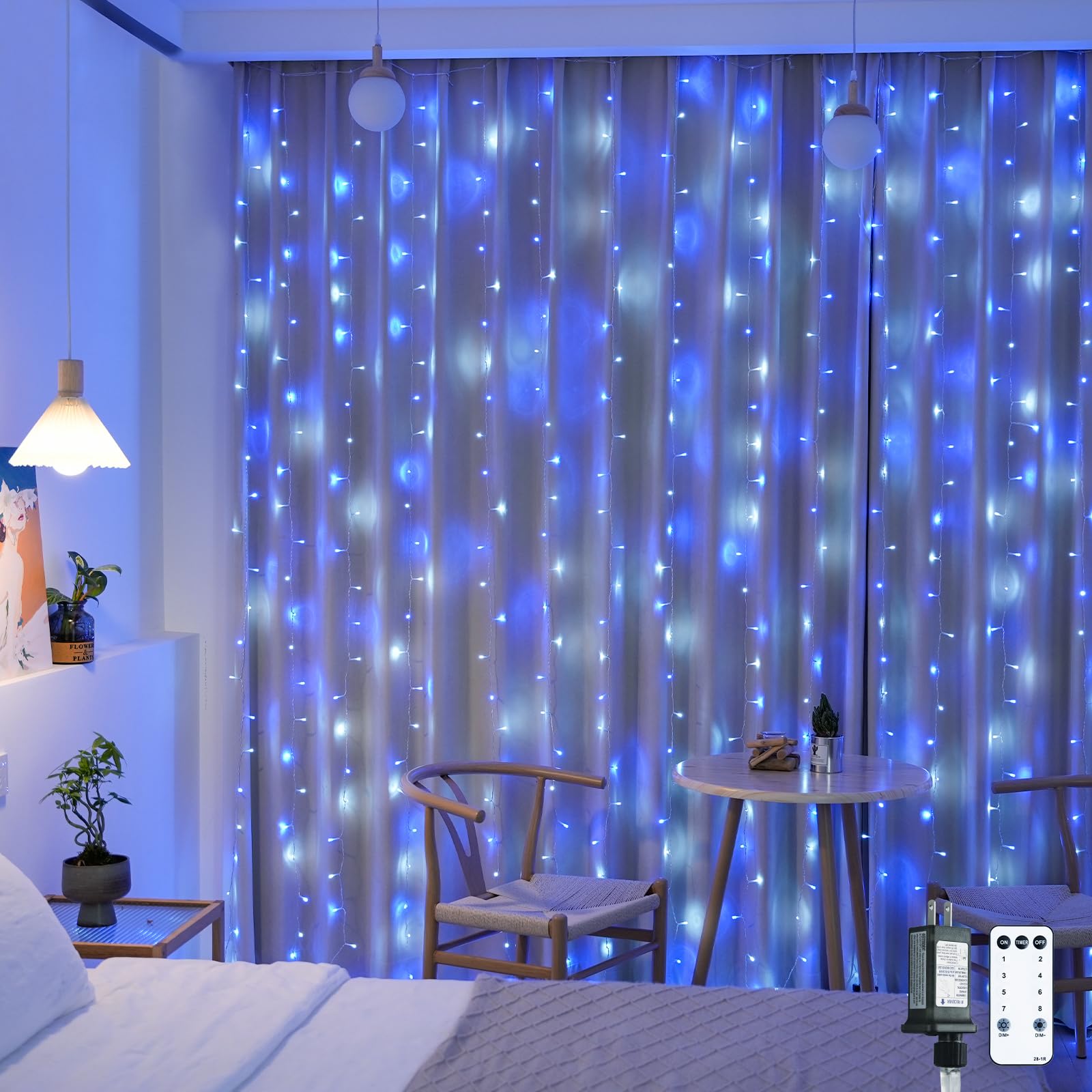Warm White 600 LED Curtain String Lights 9.5×19.6ft, Indoor Outdoor Wedding Decor Lights