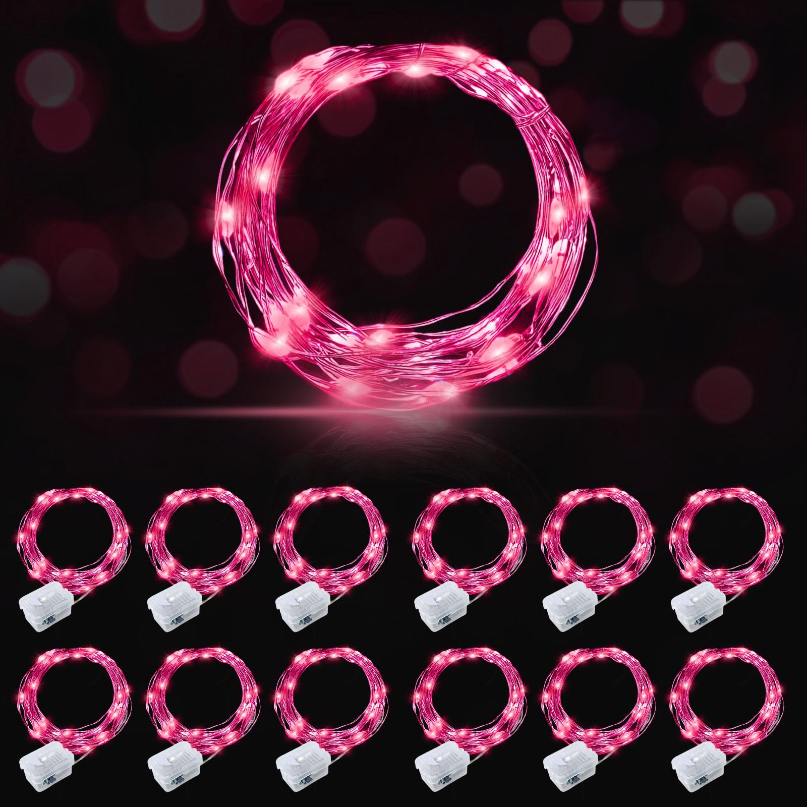 AIKEI 48 Pack LED Fairy Lights Battery Operated, Fairy String Lights Waterproof 7 Feet 20 Led Firefly Starry Lamps for Wedding Party Bedroom Garden Halloween Christmas Decoration White