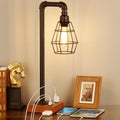 YBING Industrial Desk Lamp, Bulb Included, 3 Way Dimmable Table Lamp with Dual USB Ports & AC Outlet, Edison Touch Control for Bedroom, Study, Living Room, Office