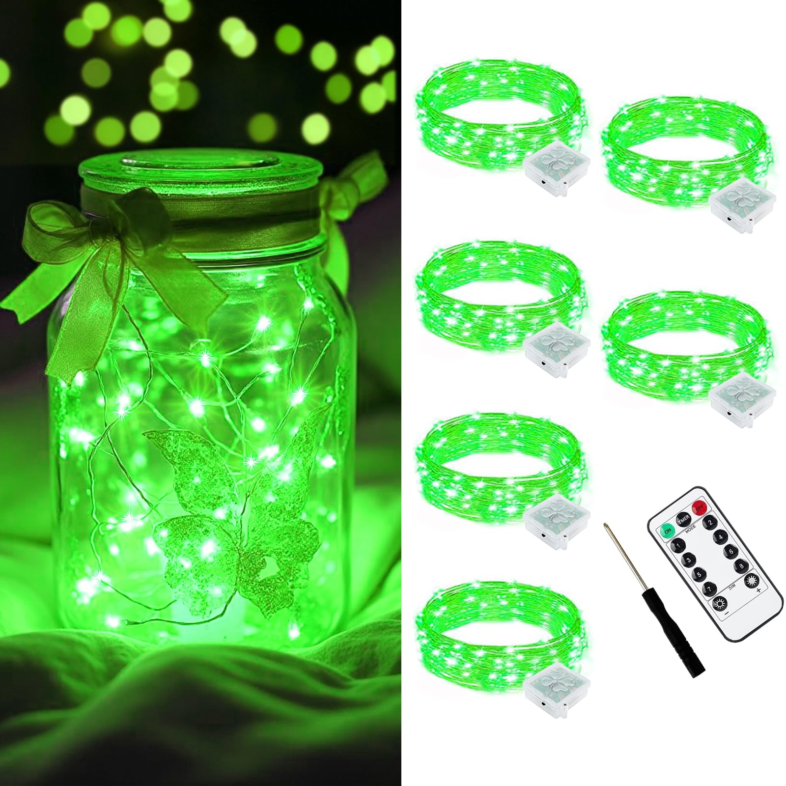 AIKEI 48 Pack LED Fairy Lights Battery Operated, Fairy String Lights Waterproof 7 Feet 20 Led Firefly Starry Lamps for Wedding Party Bedroom Garden Halloween Christmas Decoration White