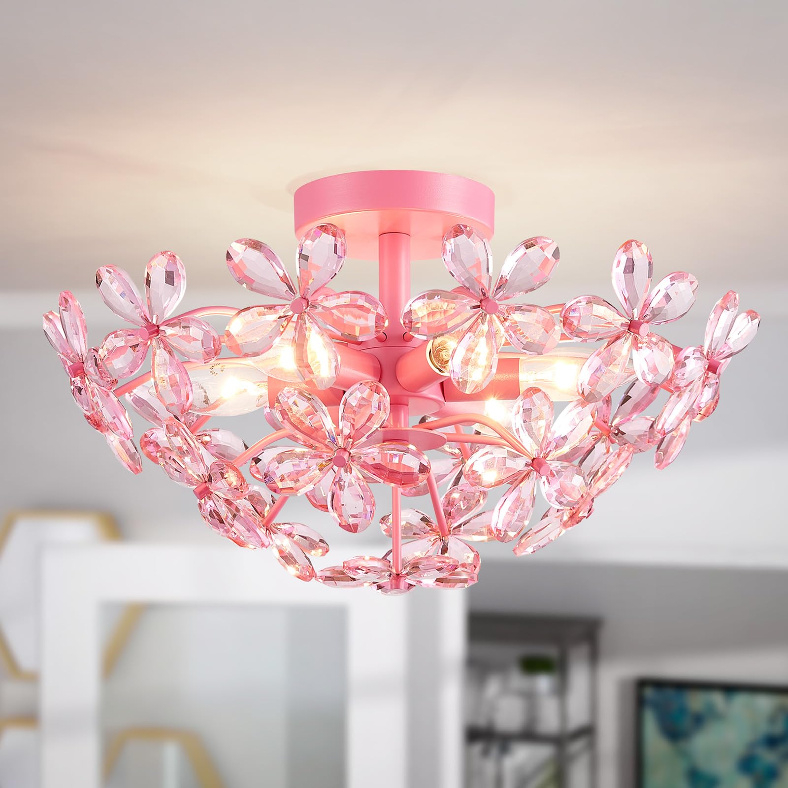 WUZUPS Crystal Chandelier 10-Light Pendant Ceiling Light Modern Lighting Fixture for Dining Room Hallway Bedroom Kitchen Bathroom, H 27.6" x W 22.8", E12 Base, Black