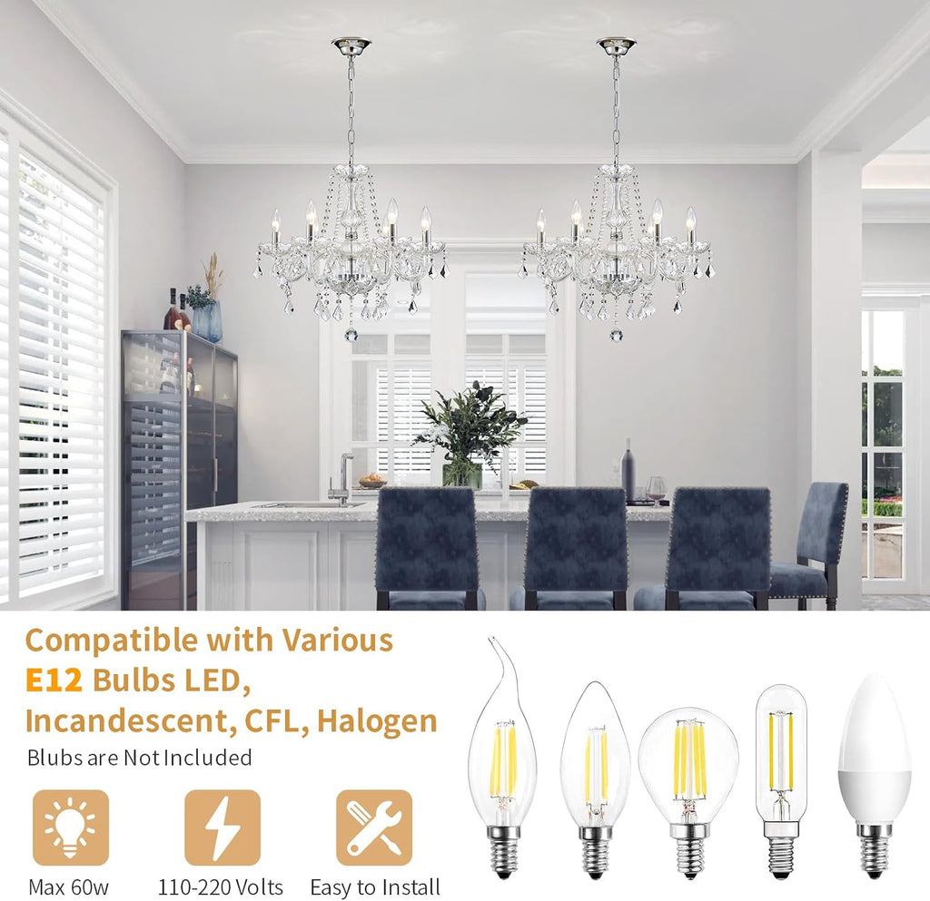 Crystal Chandelier Light Fixture, Modern K9 Crystal Chandelier Dining Room Light Fixture, Crystal Pendant Ceiling Light for Bedroom Modern Lighting Fixture for Living Room Kitchen Island Hallway