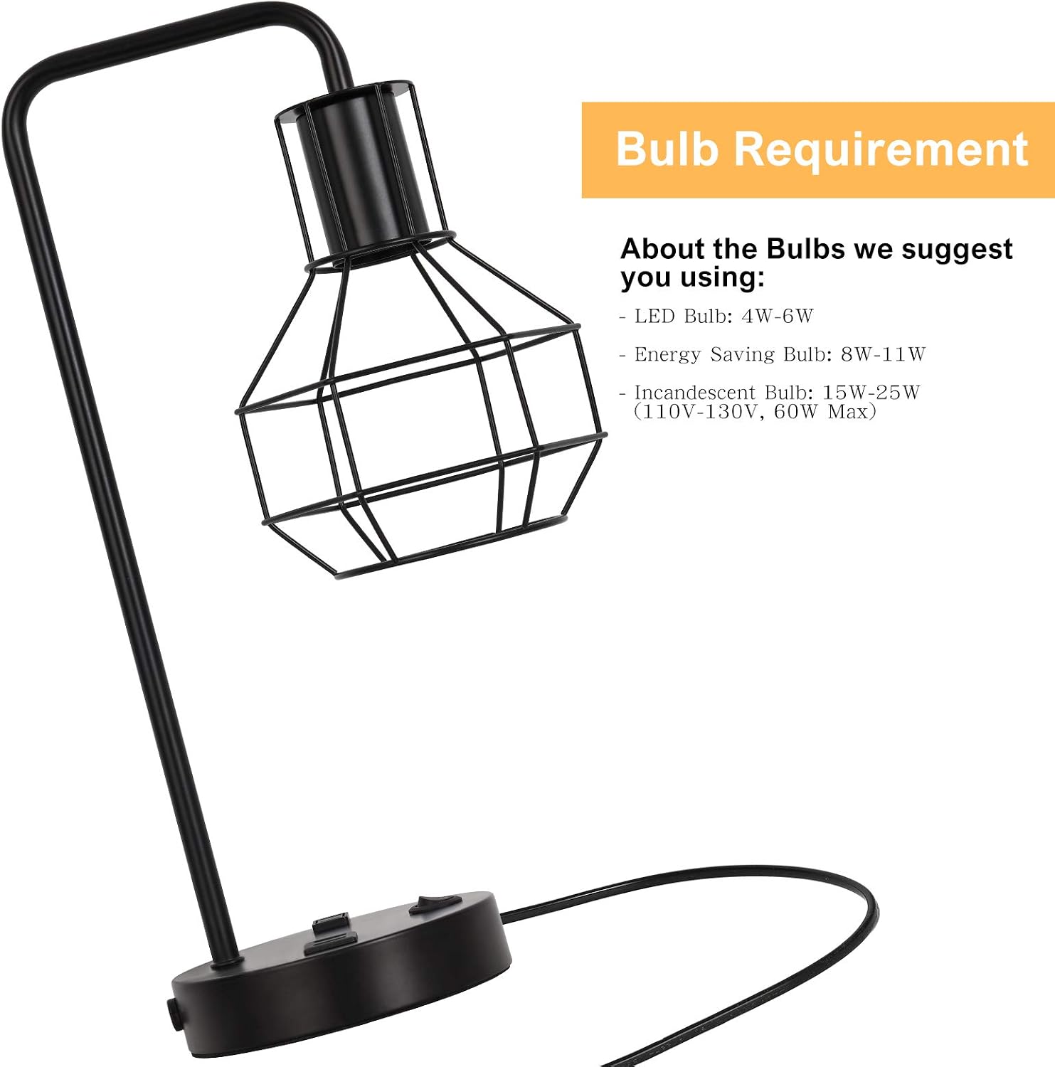 HAITRAL USB Modern Table Lamp with Outlet, Industrial Farmhouse Bedside Desk Lamp for Bedroom, Office, Living Room, Black (Without Bulb)