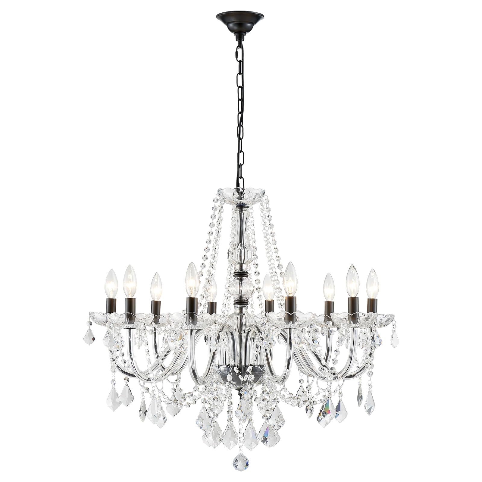 ANJIADENGSHI Mini Crystal Chandelier K9 Crystal Gold Chandelier for Living Room Bedroom Dining Room Kitchen Island Entryway 5 E12 Bulbs High 16.5 in x Diameter 16.9 in, Golden