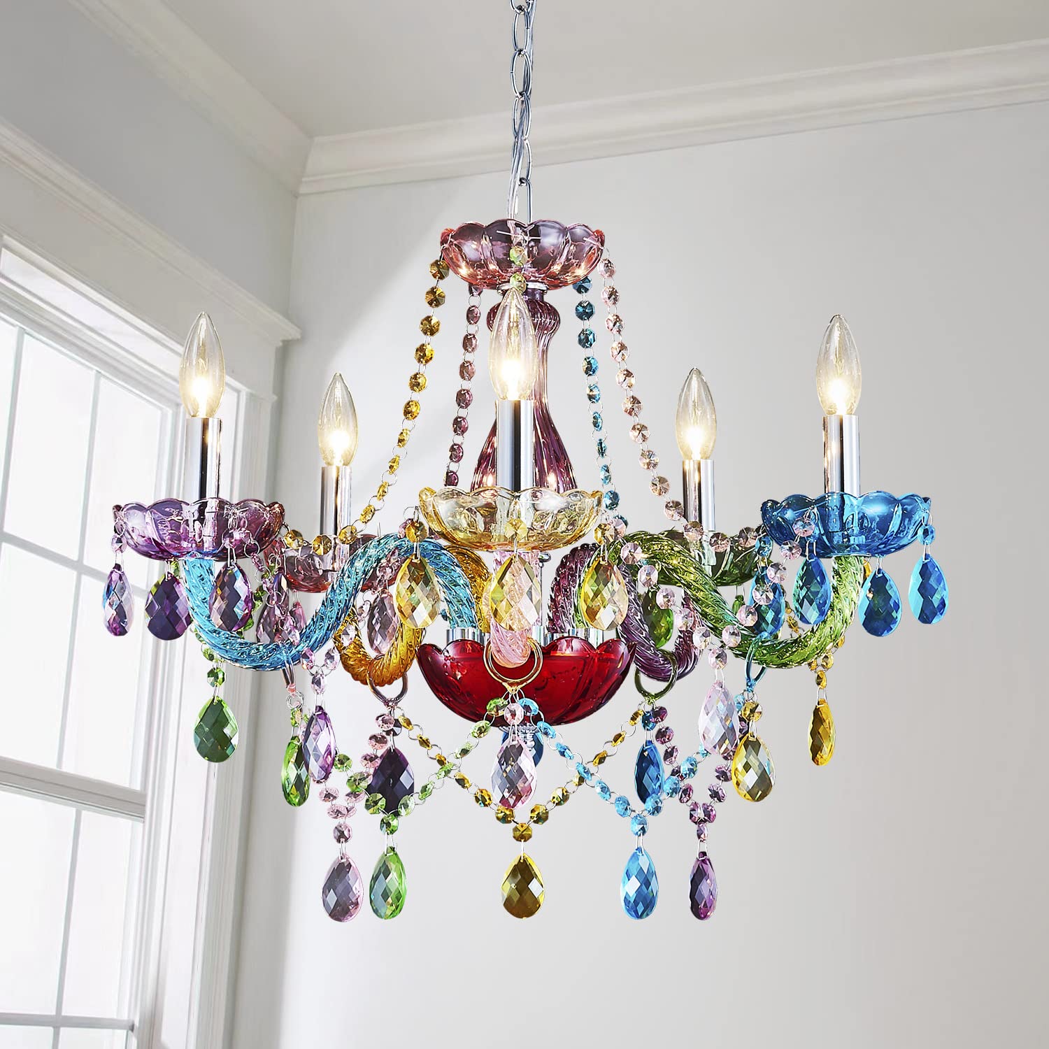 Saint Mossi 5 Light Modern Contemporary Elegant K9 Crystal Glass Chandelier Pendant Ceiling Lighting Fixture