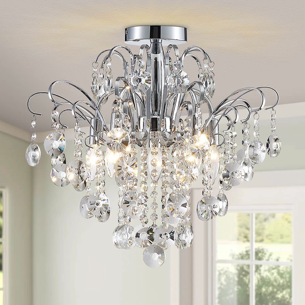 WUZUPS Crystal Chandelier 10-Light Pendant Ceiling Light Modern Lighting Fixture for Dining Room Hallway Bedroom Kitchen Bathroom, H 27.6" x W 22.8", E12 Base, Black