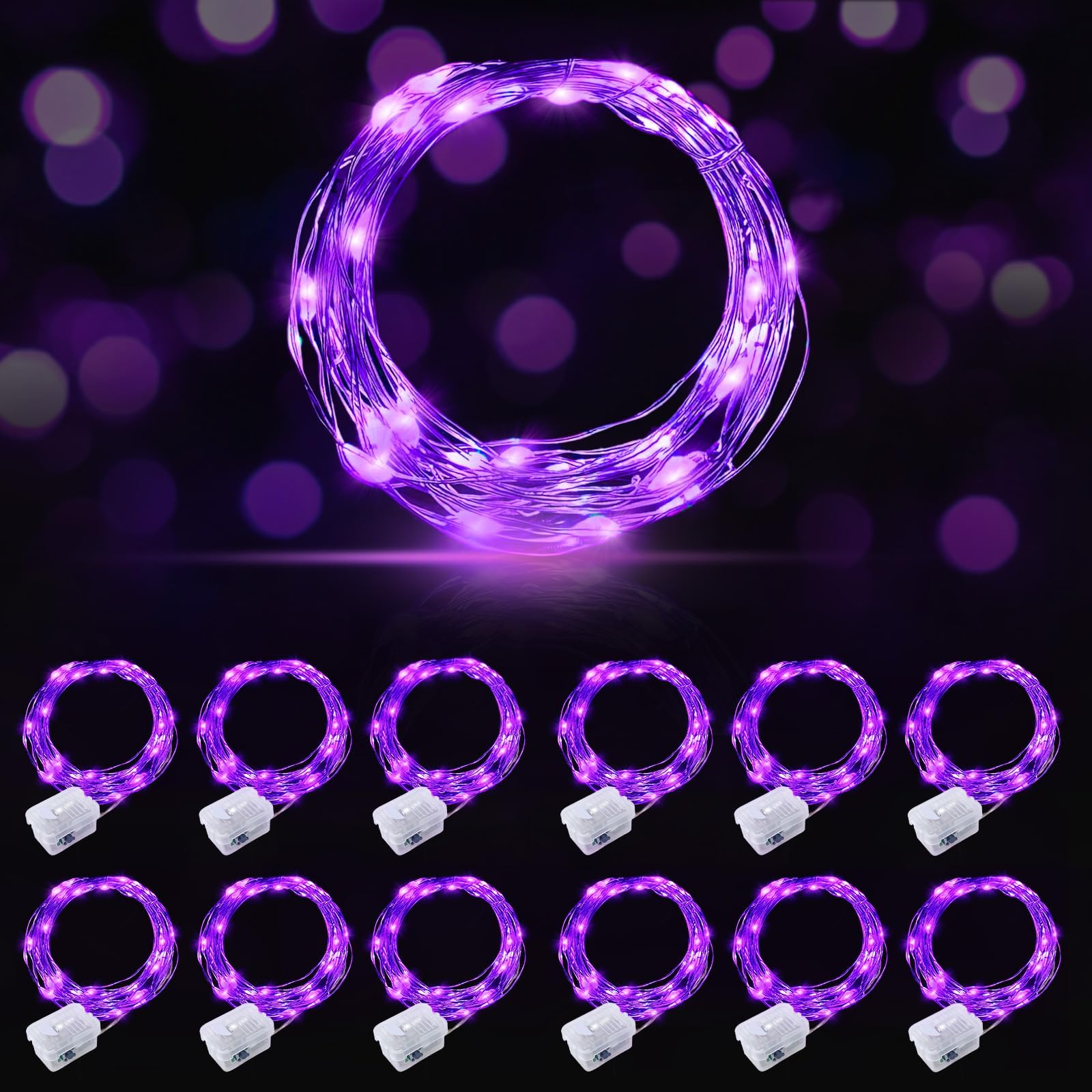 AIKEI 48 Pack LED Fairy Lights Battery Operated, Fairy String Lights Waterproof 7 Feet 20 Led Firefly Starry Lamps for Wedding Party Bedroom Garden Halloween Christmas Decoration White