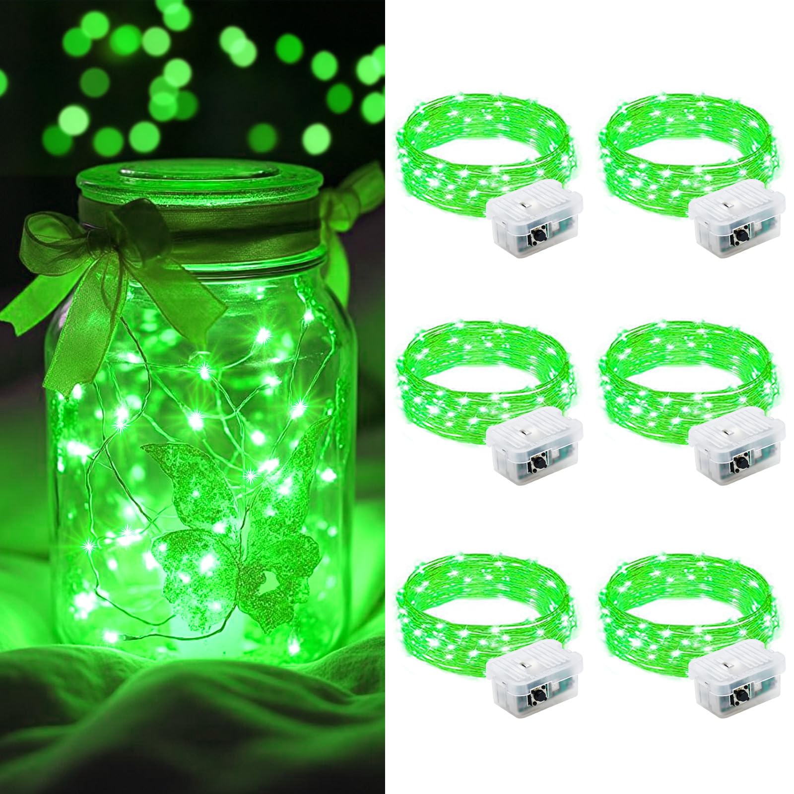 AIKEI 48 Pack LED Fairy Lights Battery Operated, Fairy String Lights Waterproof 7 Feet 20 Led Firefly Starry Lamps for Wedding Party Bedroom Garden Halloween Christmas Decoration White