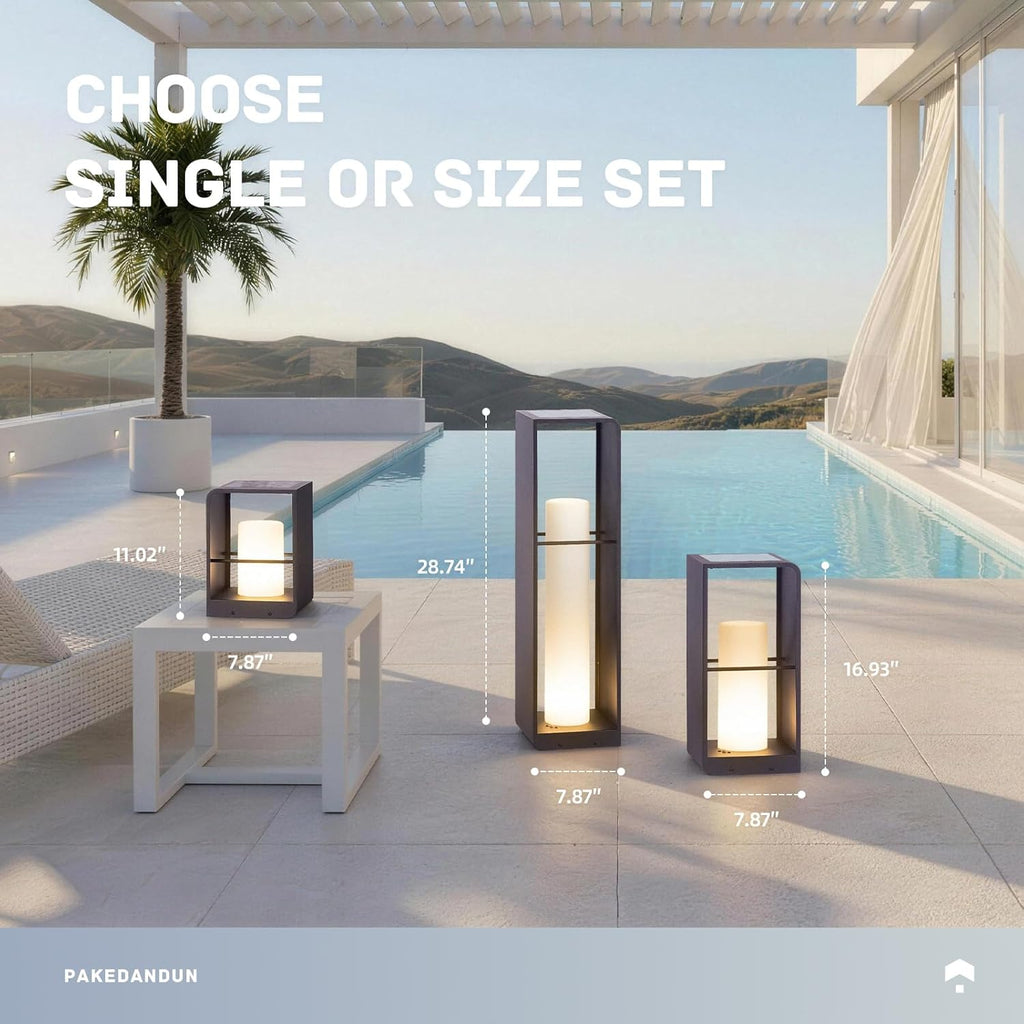 Outdoor Solar Lanterns Waterproof with IP65, LED Smart Outdoor Floor Lamp, Dimmable Floor Lamps with Remote Brightness & Timer Control, Solar Powered Outside Lantern Dusk to Dawn for Patio
