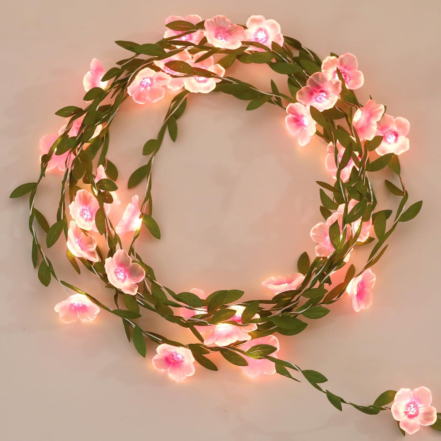 4Pack Cherry Blossom Vine Lights 13ft 40 LED Flower String Lights USB Plugin & Battery Operated Fairy Lights with Timer 8 Modes Remote Decorative Light for Bedroom Wedding Birthday Party Gift