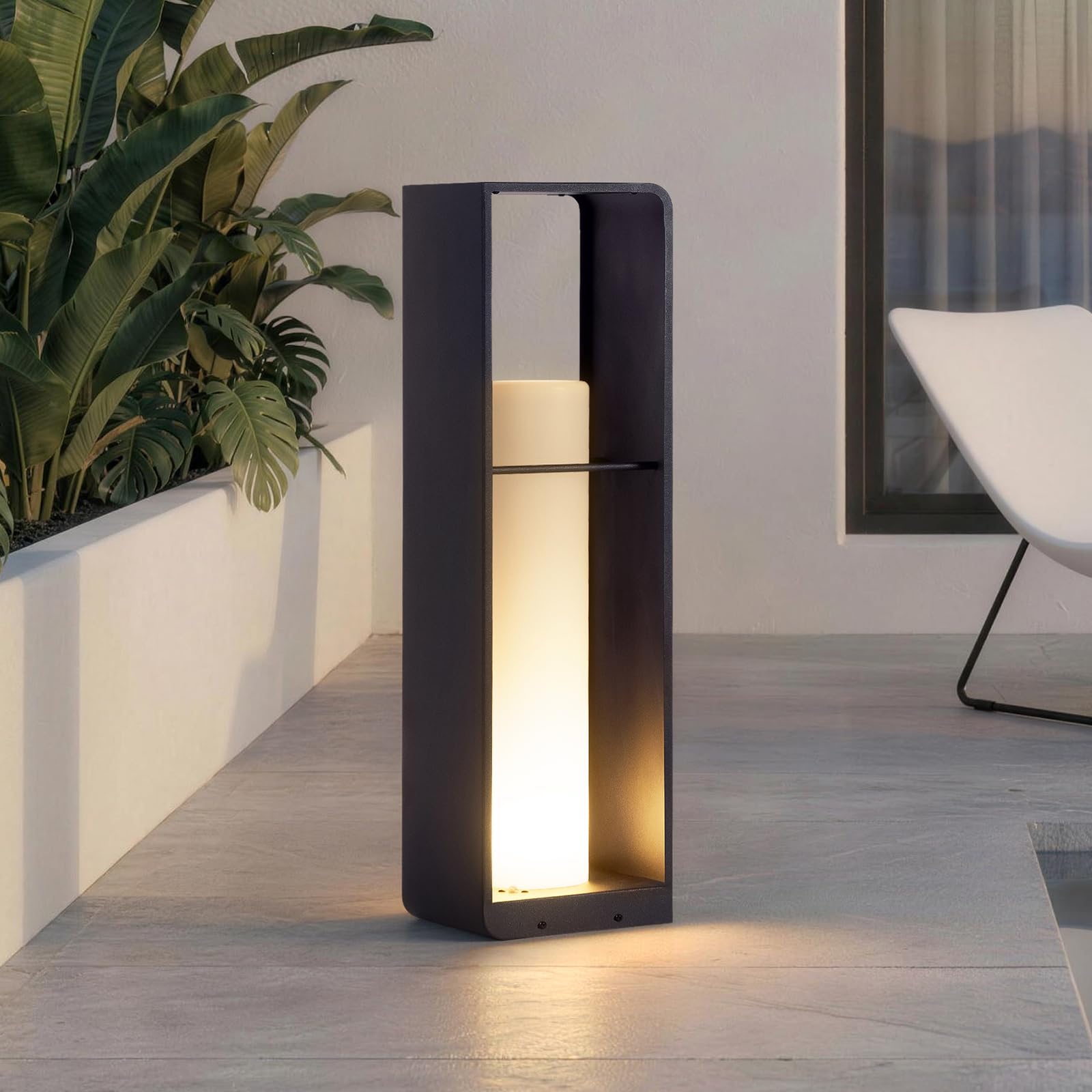 Outdoor Solar Lanterns Waterproof with IP65, LED Smart Outdoor Floor Lamp, Dimmable Floor Lamps with Remote Brightness & Timer Control, Solar Powered Outside Lantern Dusk to Dawn for Patio