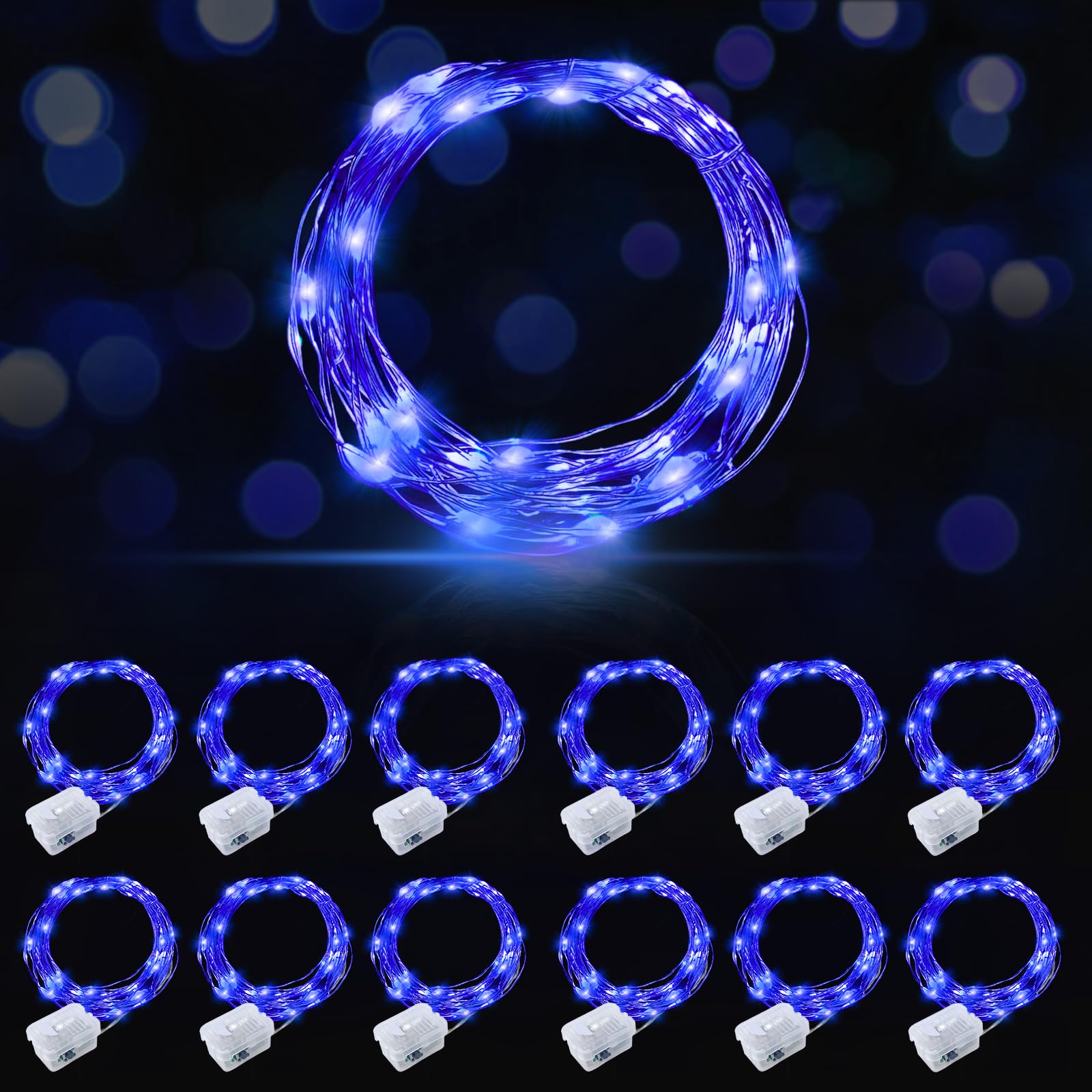 AIKEI 48 Pack LED Fairy Lights Battery Operated, Fairy String Lights Waterproof 7 Feet 20 Led Firefly Starry Lamps for Wedding Party Bedroom Garden Halloween Christmas Decoration White