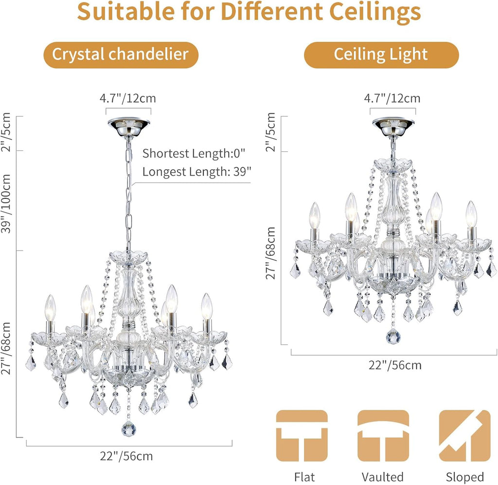 Crystal Chandelier Light Fixture, Modern K9 Crystal Chandelier Dining Room Light Fixture, Crystal Pendant Ceiling Light for Bedroom Modern Lighting Fixture for Living Room Kitchen Island Hallway