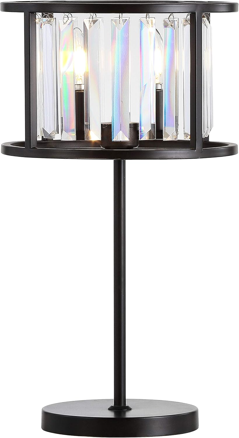 Eyely EYL9053A Wyatt 21.5" Metal/Crystal LED Table Lamp for Reading Room, Living Room, Office, Bedroom, Traditional, Oil Rubbed Bronze/Crystal