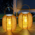 HPC Decor 2 PK Solar Lanterns-Outdoor Lanterns Waterproof, Rattan Solar Lights, Hanging Solar Lanterns Outdoor,Solar Lamp Lights,Decoration Lights for Garden,Patio,Porch,Trees,Pathway,Outside.