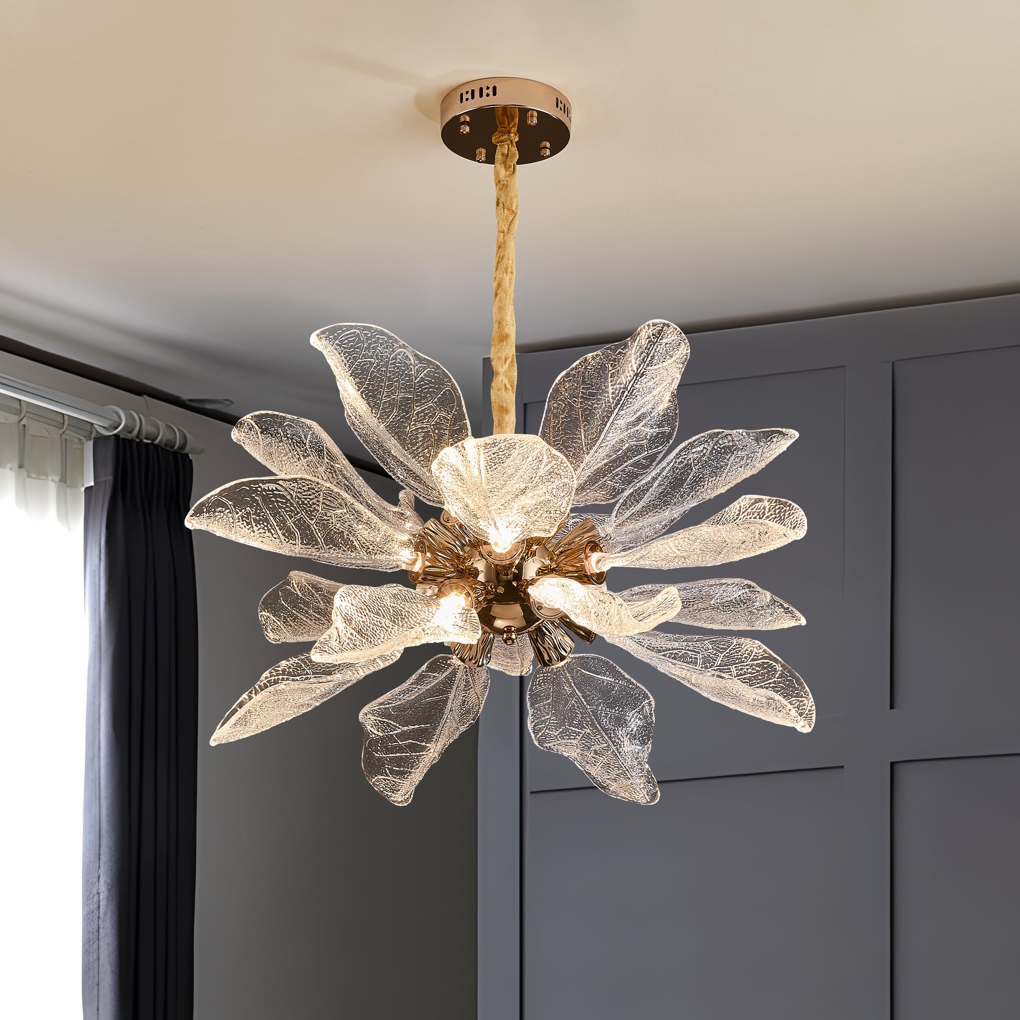 8-Light Modern Silver Crystal Chandelier 23.6", Tree Branch Pendant Lighting for Home