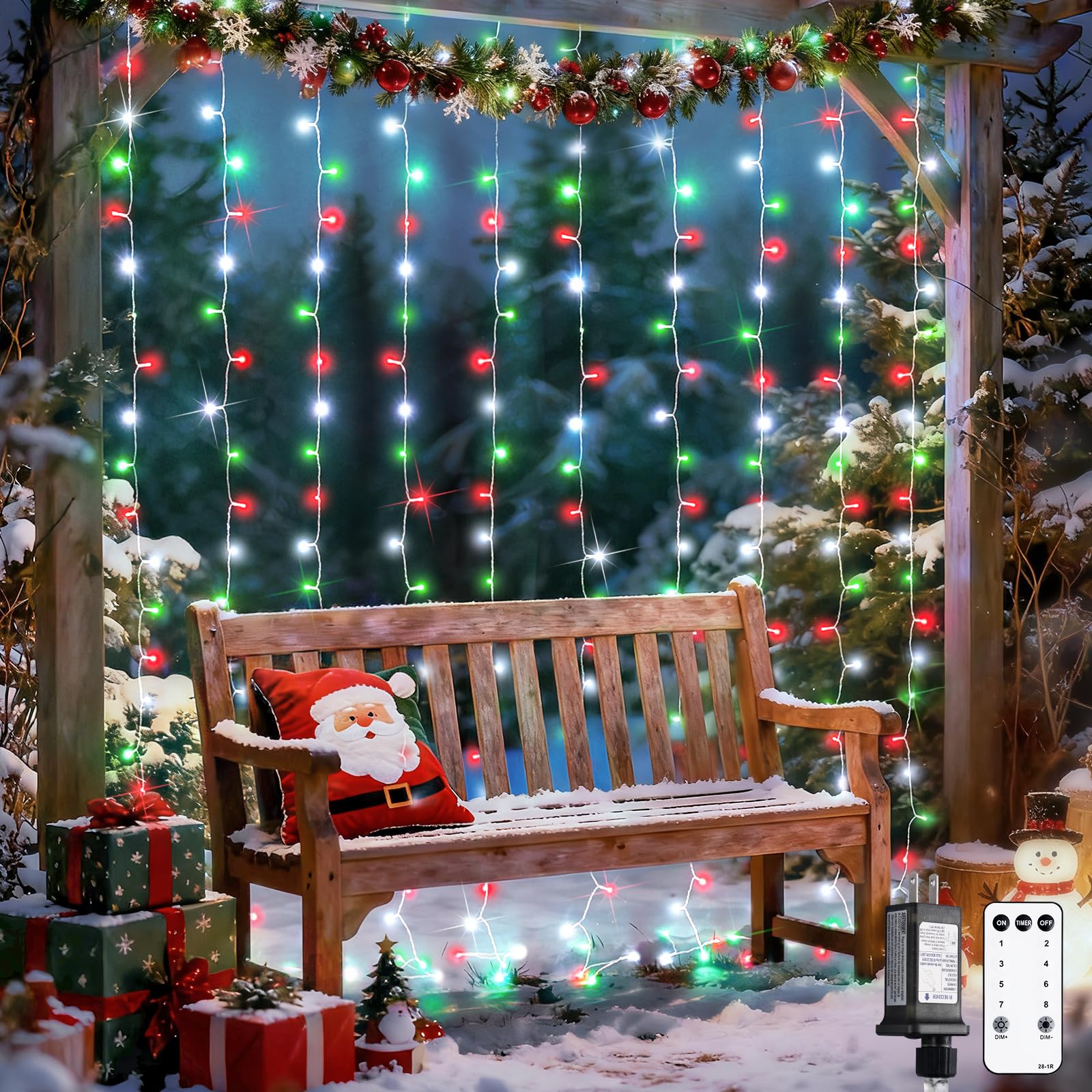 Warm White 600 LED Curtain String Lights 9.5×19.6ft, Indoor Outdoor Wedding Decor Lights