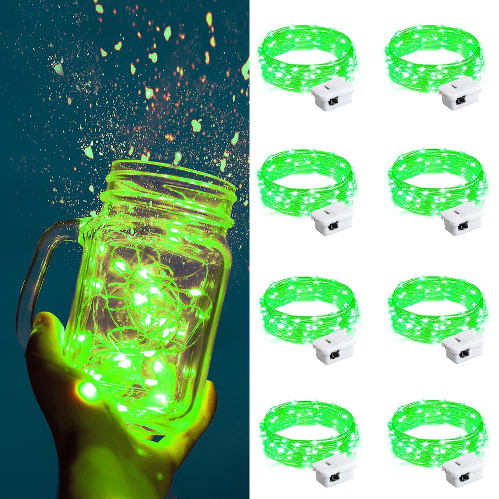 ZGWJ Fairy Lights Battery Operated, 50 Pack Twinkle String Lights 20 LED 7FT 3 Lighting Modes for Bedroom Decor, Easter, Halloween, Christmas, Party Indoor and Outdoor Decoration Colorful