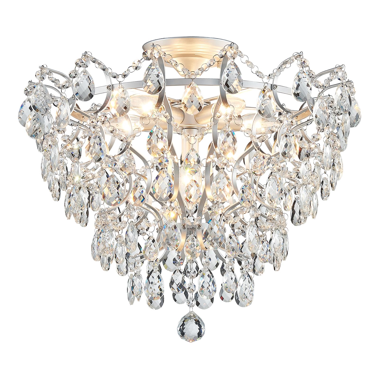 WUZUPS Crystal Chandelier 10-Light Pendant Ceiling Light Modern Lighting Fixture for Dining Room Hallway Bedroom Kitchen Bathroom, H 27.6" x W 22.8", E12 Base, Black