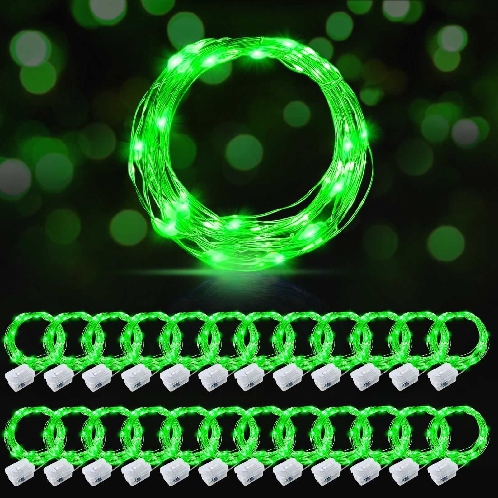 AIKEI 48 Pack LED Fairy Lights Battery Operated, Fairy String Lights Waterproof 7 Feet 20 Led Firefly Starry Lamps for Wedding Party Bedroom Garden Halloween Christmas Decoration White