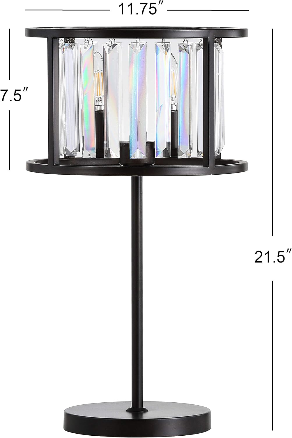 Eyely EYL9053A Wyatt 21.5" Metal/Crystal LED Table Lamp for Reading Room, Living Room, Office, Bedroom, Traditional, Oil Rubbed Bronze/Crystal
