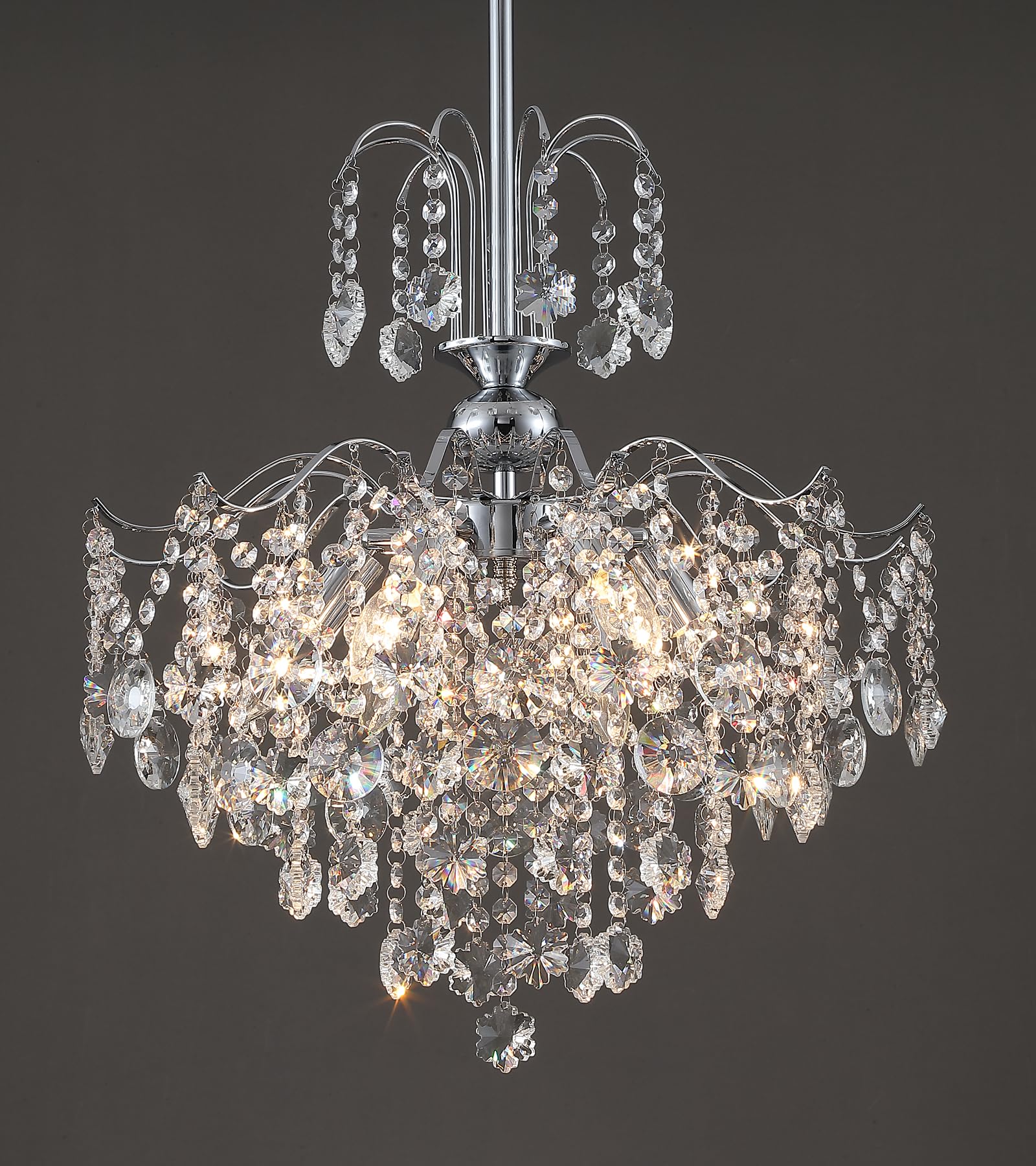 Q&S Modern Gold Crystal Chandelier Amber Crystal Pendant Light 6 Lights for Bedroom Dining Room Entryway Hallway Office Bathroom UL Listed