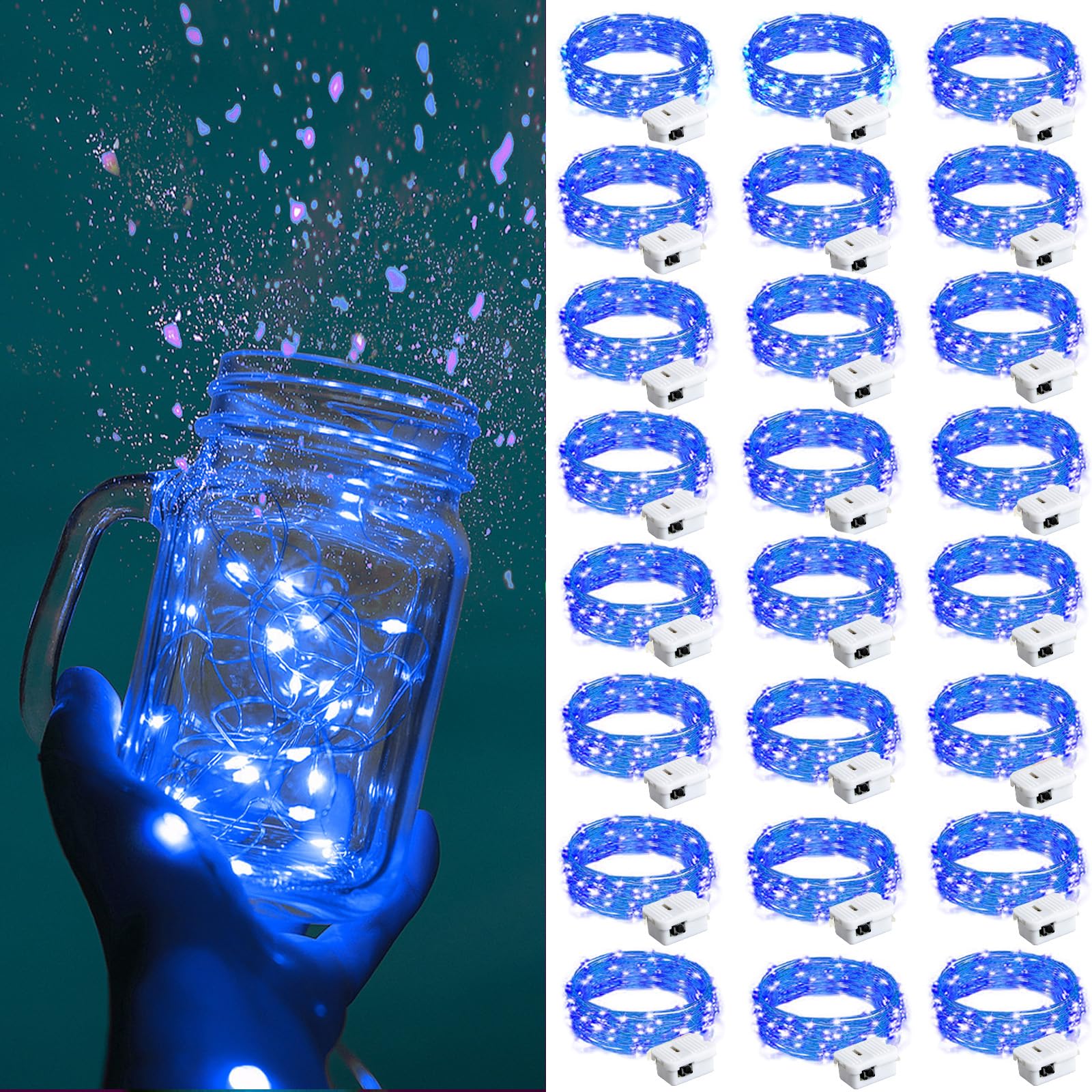 ZGWJ Fairy Lights Battery Operated, 50 Pack Twinkle String Lights 20 LED 7FT 3 Lighting Modes for Bedroom Decor, Easter, Halloween, Christmas, Party Indoor and Outdoor Decoration Colorful