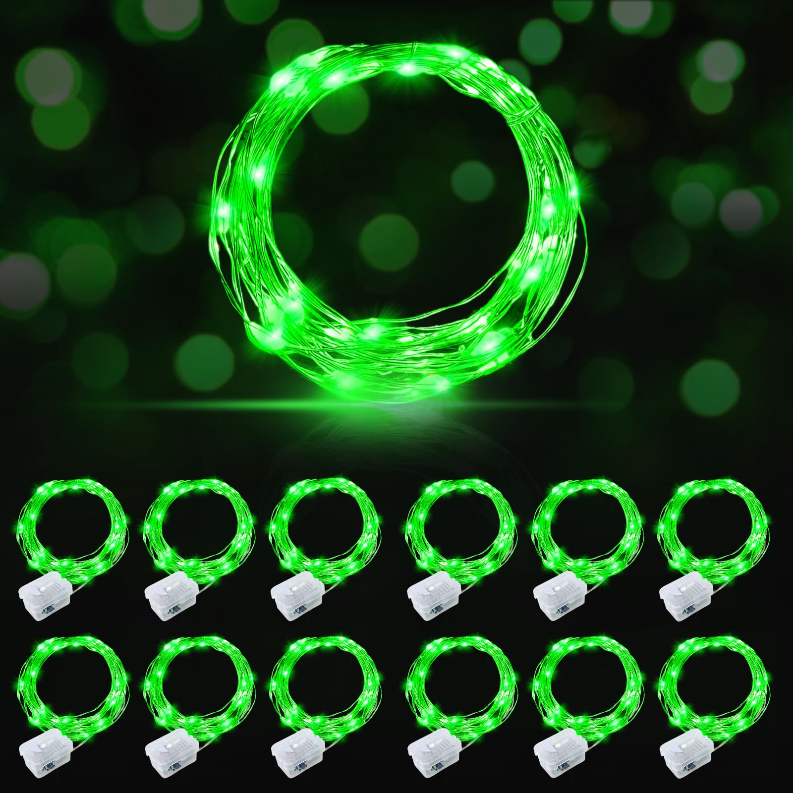 AIKEI 48 Pack LED Fairy Lights Battery Operated, Fairy String Lights Waterproof 7 Feet 20 Led Firefly Starry Lamps for Wedding Party Bedroom Garden Halloween Christmas Decoration White