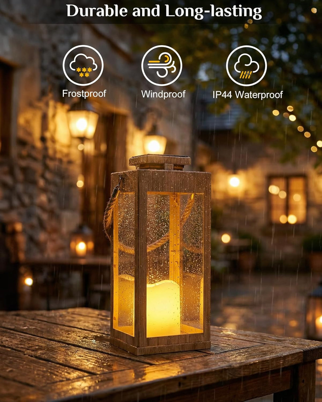 Solar Lanterns Outdoor Waterproof, 2-Pack 13.2" Led Flickering Flameless Candle Lantern, Metal Lanterns Decorative, Hanging Solar Lantern for Garden, Patio, Front Porch,Wedding Decor, Table