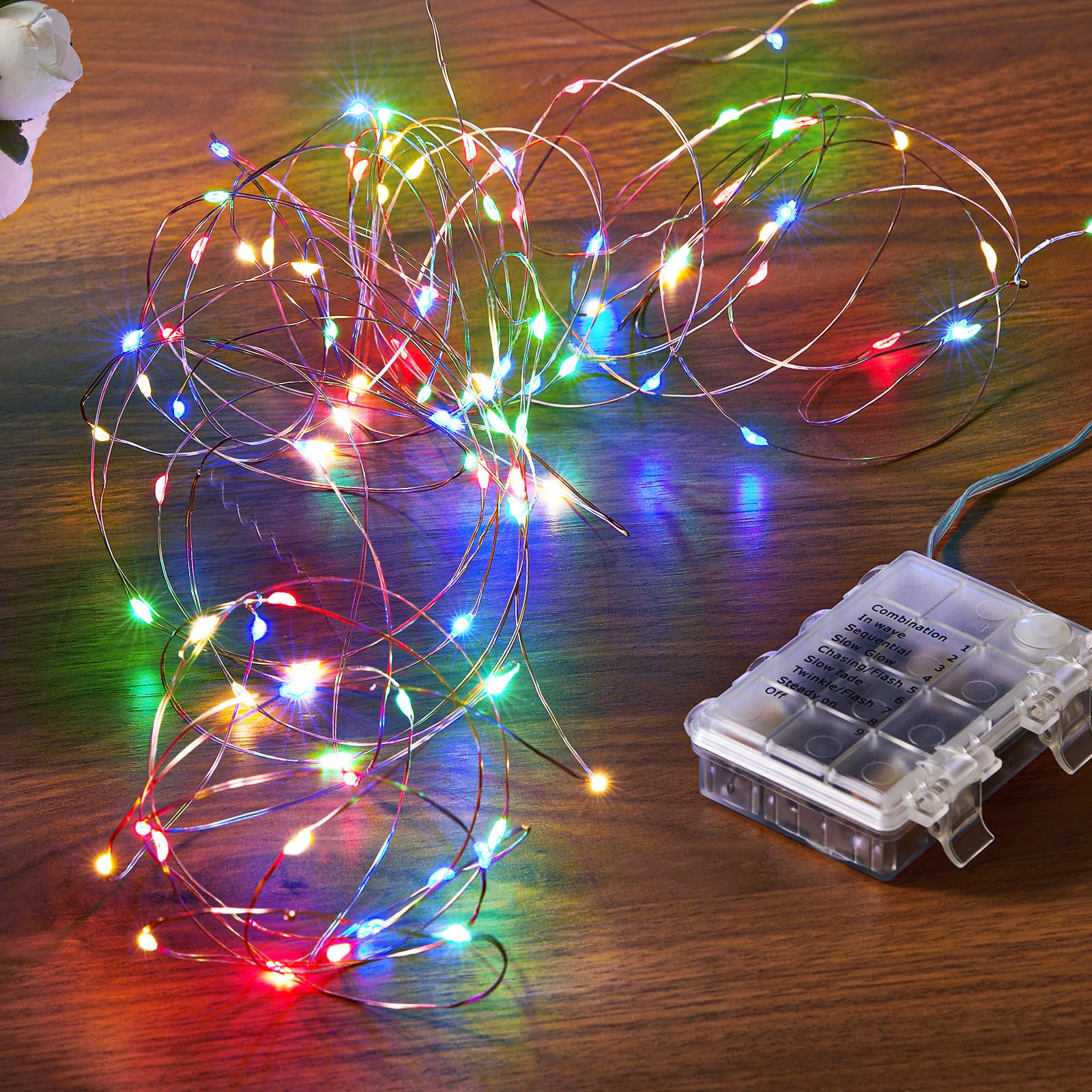Ariceleo 4 Pack 65.6 Ft. Battery Operated Outdoor String Lights with Remote & Timer, LED Warm White Fairy Lights, Waterproof Twinkle Lights for Bedroom, Dorm, Mason Jar, Wedding, Party, Christmas